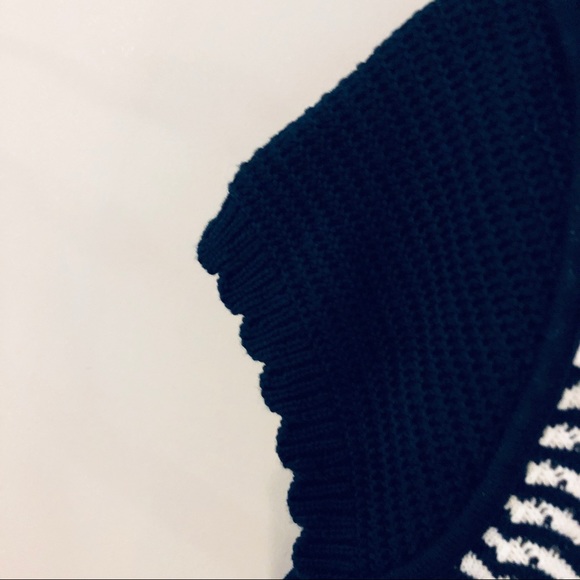 Anthropologie Alessia Navy Blue / White Knit Top - Picture 3 of 9